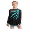 Agoky Girls Long Sleeve Figure Ice Roller Skating Dress Gymnastic Leotard Costume Lyrical Modern Contemporary Dancewear Lake Green 12 Years view 3