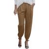 GOKKILRW Linen Pants for Women Casual Loose Elastic High Waisted Drawstring Solid Straight Leg Cotton Work Cropped Cinch Pants Khaki view 1