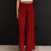 GOKKILRW Womens Casual Wide Leg Pants Lightweight Cotton Linen Flowy Elastic Waist High Rise Work Palazzo Yoga Beach Pants Wine view 2