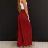 GOKKILRW Womens Casual Wide Leg Pants Lightweight Cotton Linen Flowy Elastic Waist High Rise Work Palazzo Yoga Beach Pants Wine view 3