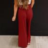 GOKKILRW Womens Casual Wide Leg Pants Lightweight Cotton Linen Flowy Elastic Waist High Rise Work Palazzo Yoga Beach Pants Wine view 4