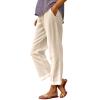 GOKKILRW Womens Casual Loose Elastic Waist Cotton Pants Cropped Lightweight Office Work Straight Leg Beach Boho Capri Pants Khaki view 1