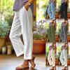 GOKKILRW Womens Casual Loose Elastic Waist Cotton Pants Cropped Lightweight Office Work Straight Leg Beach Boho Capri Pants Khaki view 3