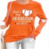 Thats My Grandson Out There Baseball Shirt That'S My Grandson Out There Baseball Shirt Baseball Grandma Shirts For Women Womens Baseball Shirts Fun Long Sleeve Tee Shirt Orange view 1