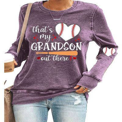 That'S My Grandson Out There Shirt That'S My Grandson Out There Shirt Baseball Shirt Grandma Baseball Shirts For Women Baseball Tshirts Gift For Grandma Funny Saying Print Tshirt Pullover