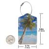 Custom Luggage Tag Personalized Your Own Text, Image, Photo, Logo Customized Travel Suitcases Labels Tags with Full Privacy Card and Stainless Steel Loop, 1 PCS PU Leather Baggage Tags, Palm Tree view 4