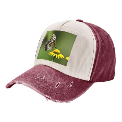 Beautiful Glowing Butterfly 1 Stylish Faded Denim Baseball Cap-Vintage Washed Hat,Adding A Vintage Touch to Your Outfit