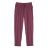GOKKILRW Womens Casual Loose Pants Straight Leg Buttons Hem Elastic Waist Drawstring Comfy Cropped Work Pants with Pockets Red view 3