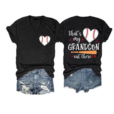 Thats My Grandson Out There Baseball Shirt That's My Grandson Out There Shirt Baseball Shirt Baseball Grandma Shirt Baseball Tshirt Tshirt Pullover Fun Short Sleeve Tee Shirt Plus Size Black