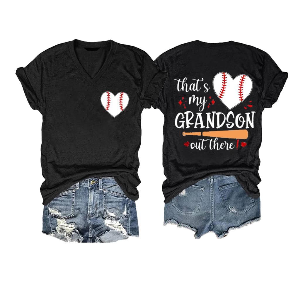 Thats My Grandson Out There Baseball Shirt That's My Grandson Out There Shirt Baseball Shirt Baseball Grandma Shirt Baseball Tshirt Tshirt Pullover Fun Short Sleeve Tee Shirt Plus Size Black