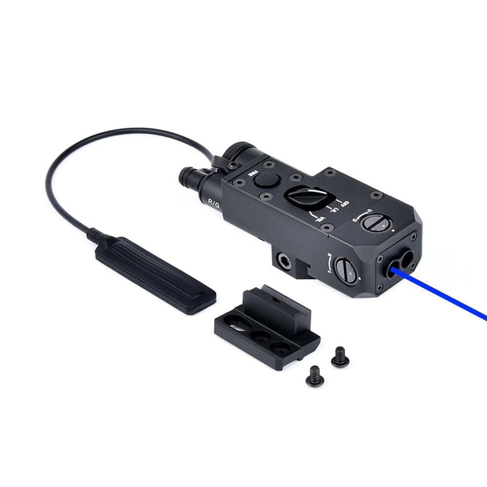 Metal CQL-1-Mod Box Laser Sights,with IR Laser+Red/Green/Blue Laser Sight,with M300/M600 Series Flashlight Base Mount and Pressure Switch,Fit 20mm Rail (Blue Laser BK)