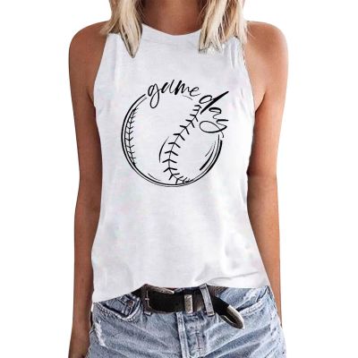 Womens Baseball Mom Shirt Letter Graphic Print T-Shirt Baseball O-Neck Tank Cute Sleeveless Summer Tops Baseball Sweatshirt
