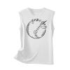 Womens Baseball Mom Shirt Letter Graphic Print T-Shirt Baseball O-Neck Tank Cute Sleeveless Summer Tops Baseball Sweatshirt view 3