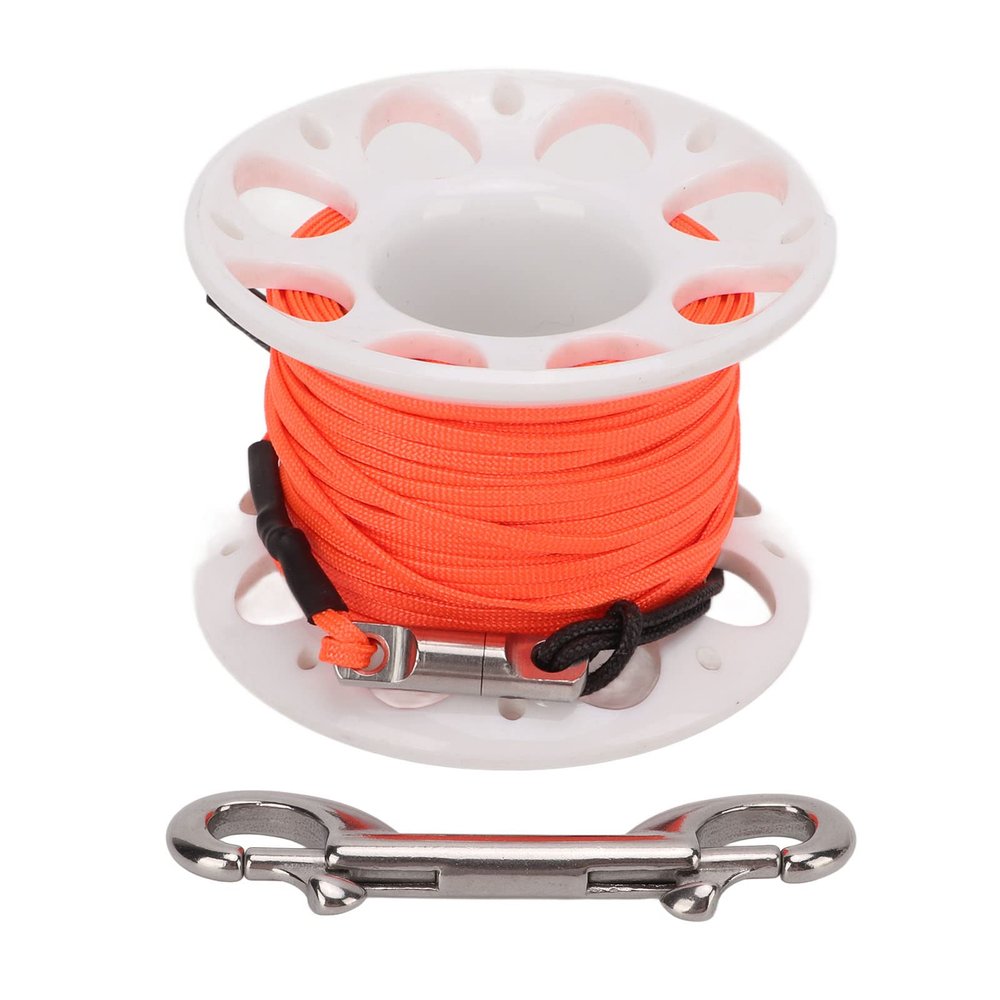JOROBURO Finger Spool, Stainless Steel Plastic Lightweight Spool Reel with Double End Snap, 15M Wreck Diving Kit for Wreck Scuba Diving Accessories Cave Wreck Exploration