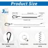 Retractable Coiled Lanyard, 3 PCS Heavy Duty Steel Wire Coiled Key Lanyard with Aluminium Alloy Clip and Key Rings Kayak Fishing Safety Lanyards Clips Hand Tool for Pliers Boating view 4