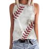 Womens Baseball Mom Shirt Letter Graphic Print T-Shirt Baseball O-Neck Tank Cute Sleeveless Summer Tops Baseball Mom Accessories view 1