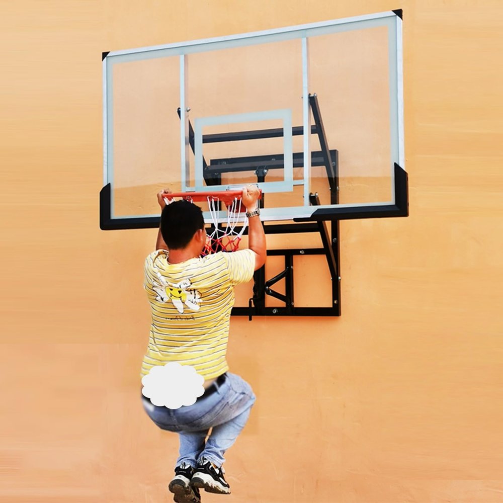 DAKAJA 54"" X 32"" Wall Mounted Dunk Basketball Hoop Outdoor, 8 Ft - 10 Ft Adjustable Backboard Hoops & Goal Rim for Adult Kid, Heavy Duty All-Steel Frame, Hand Crank Lift, 78963