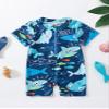Baby Boy Swimsuit Infant Rash Guard Swimwear One Piece Short Sleeve Zipper Swimwear Sun Protection Bathing Suit (Blue, 0-3 Months) view 3