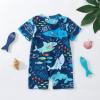 Baby Boy Swimsuit Infant Rash Guard Swimwear One Piece Short Sleeve Zipper Swimwear Sun Protection Bathing Suit (Blue, 0-3 Months) view 4