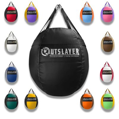 Outslayer 70lb Wrecking Ball Heavy Bag for Boxing and MMA and Muay Thai - Unfilled/Soft/Filled - USA Made (Black, Soft Filled)