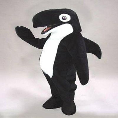Black Whale Dolphin Mascot Costume Adult Size for Men & Women with Built-in Fan Inside the Head