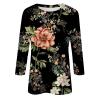 slqdgmryz 3/4 Sleeve Tops for Women Plus Size Round Neck Tshirts Shirts Spring Printed Floral Blouses Casual Ethnic Three Quarter Loose Cute Tunic Tops to with Leggings Womens Plus Size Tops 2025 view 3