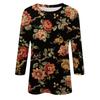 3/4 Sleeve Tops for Women Plus Size Round Neck Tshirts Shirts Spring Printed Floral Blouses Casual Trendy Loose Three Quarter Sleeve Tunic Tops to with Leggings Plus Size Tops for Women 2025 view 3
