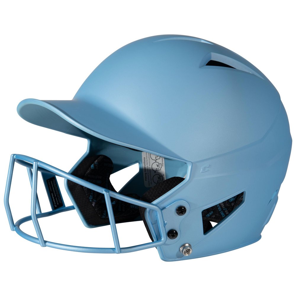 Champro HX Rise Fastpitch Batting Helmet with Facemask, Large, Light Blue