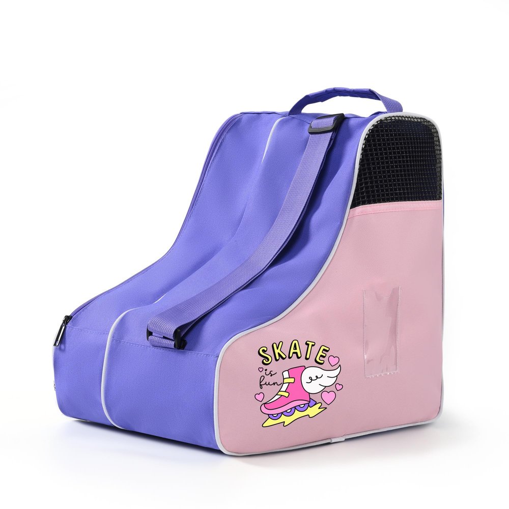 Boulder Bee Roller Skate Bag, Ice Skate Bag for Women with Adjustable Shoulder Strap, Shoe Bag for Ice Skating/Inline Skates, for Both Kids and Adults (Purple)