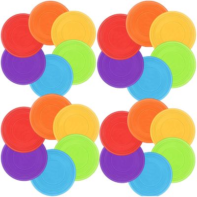Nujzuir 12Pcs Kids Flying Disc 7 Inch Silicone Flying Disks Bulk for Children Dogs Outdoor Backyard Lawn School Teaching Early Education Sports Games Party Favors, 6 Colors