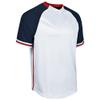 CHAMPRO Show V-Neck Baseball Jersey, Men's Medium, White, Navy, Scarlet view 1