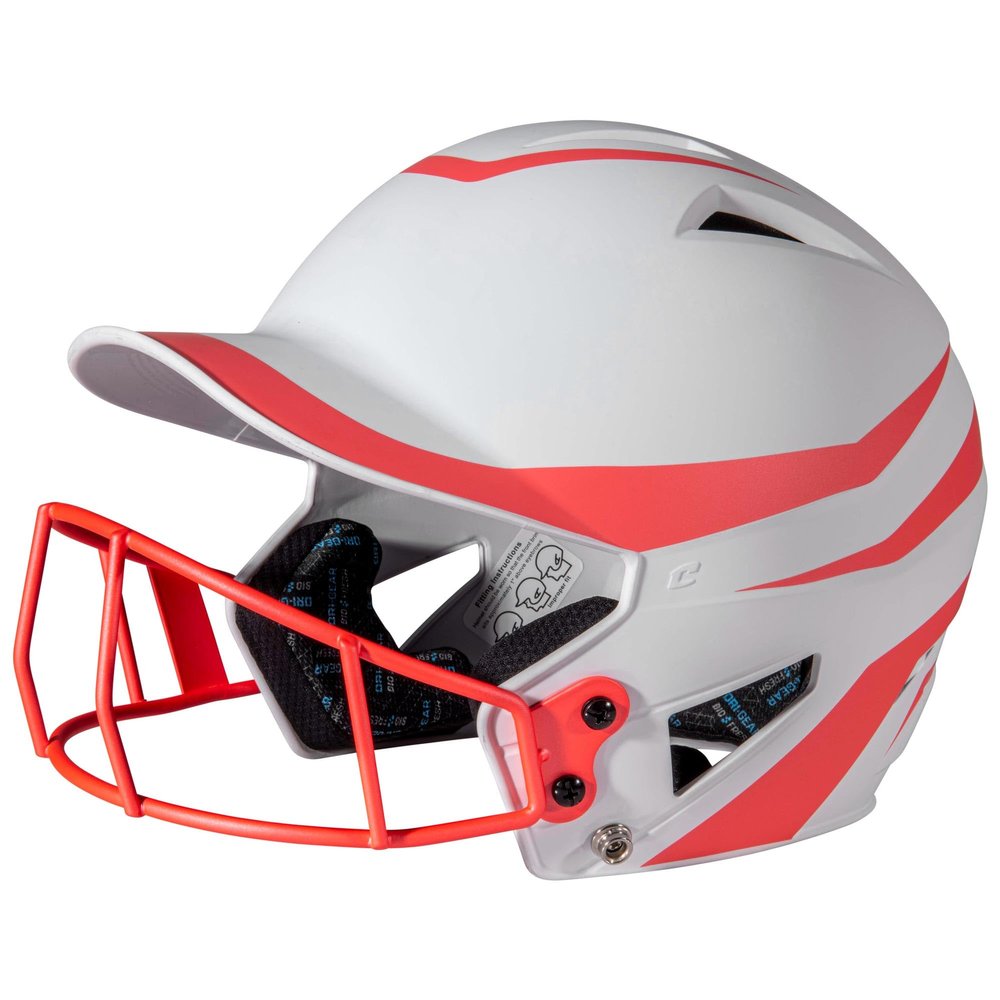 Champro HX Rise Legend 2-Tone Matte-Finish Fastpitch Softball Batting Helmet with Facemask, Medium, Coral Orange