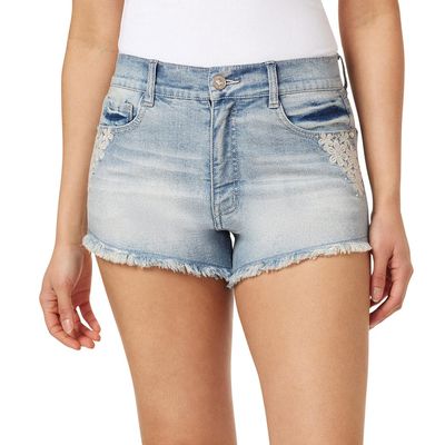WallFlower Women's Fearless Curvy Denim Fashion Shorts High-Rise Insta Vintage Juniors, Annie, 9