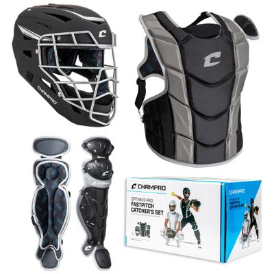 Champro Optimus Pro Fastpitch Catcher's Kit, Ages 9-12, Black