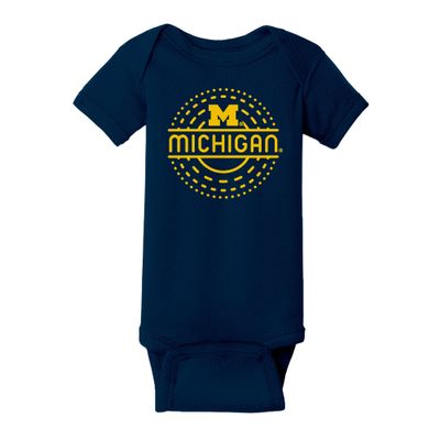 UGP Campus Apparel YC1404 - Michigan Wolverines Sunny Circle Infant Creeper Bodysuit - 6 Months - Navy