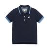 Hope & Henry Baby Boys' Organic Short Sleeve Knit Pique Polo Shirt, 12-18 Months, Navy with Blue and White view 1