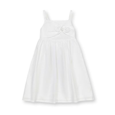 Hope & Henry Baby Girls' Sleeveless Bow Front Linen Sundress, 12-18 Months, White Linen