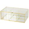 Deco 79 Glass Decorative Jewelry Box 6 Slot Jewelry Organizer with Gold Metal Frame and Chain Accent, Jewelry Holder 10" x 7" x 4", Clear view 1