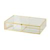 Deco 79 Glass Decorative Jewelry Box 3 Slot Jewelry Organizer with Gold Metal Frame and Chain Accent, Jewelry Holder 10" x 7" x 2", Clear view 1