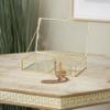 Deco 79 Glass Decorative Jewelry Box 3 Slot Jewelry Organizer with Gold Metal Frame and Chain Accent, Jewelry Holder 10" x 7" x 2", Clear view 2