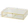 Deco 79 Glass Decorative Jewelry Box 3 Slot Jewelry Organizer with Gold Metal Frame and Chain Accent, Jewelry Holder 10" x 7" x 2", Clear view 3