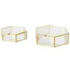 Deco 79 Glass Geometric Decorative Jewelry Box Hexagon Jewelry Organizers with Gold Metal Frame and Chain Accent, Set of 2 Jewelry Holder 8", 7"W, Clear view 1