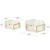 Deco 79 Glass Geometric Decorative Jewelry Box Hexagon Jewelry Organizers with Gold Metal Frame and Chain Accent, Set of 2 Jewelry Holder 8", 7"W, Clear view 3
