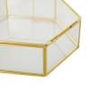 Deco 79 Glass Geometric Decorative Jewelry Box Hexagon Jewelry Organizers with Gold Metal Frame and Chain Accent, Set of 2 Jewelry Holder 8", 7"W, Clear view 4