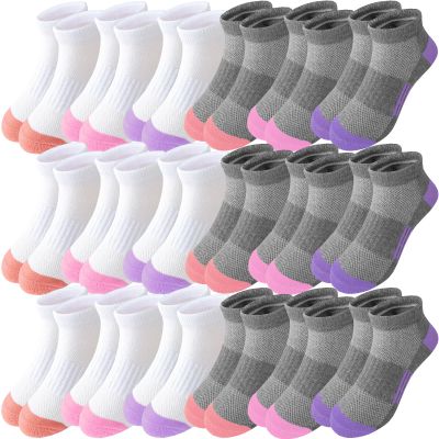 Bemeol Girls Socks 18 Pairs Ankle Socks for Girls Soft Athletic Low Cut Sock(5-7 Years)