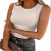 ANRABESS Womens Sleeveless High Neck Tank Tops Fashion Summer Casual Basic Slim Fit Ribbed Racerback Top Shirt Clothes Apricot-XXL view 1