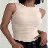 ANRABESS Womens Sleeveless High Neck Tank Tops Fashion Summer Casual Basic Slim Fit Ribbed Racerback Top Shirt Clothes Apricot-XXL view 2