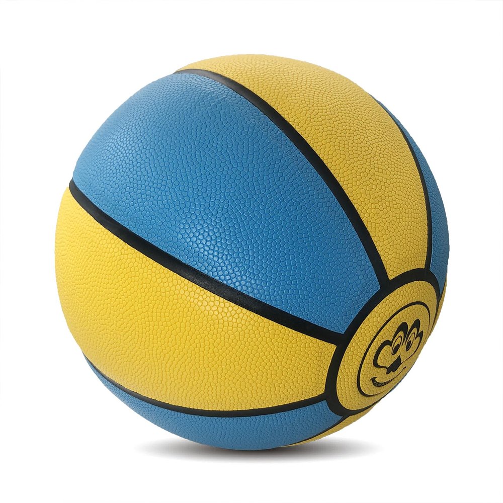 MINDCOLLISION No.5/No.6/No.7 Basketball, 10 Pieces of Leather, Sweat Absorption Soft Pu, Official Size,Yellow and Blue,Size 7