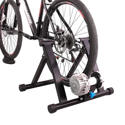 Portable Bike Trainer, Foldable Bicycle Training Stand with Foot Pedal Design, Quick Release & Lock, Adjustable Front Wheel Bracket and Maximum 100kg Load-Bearing Capacity, for Road, Mountain