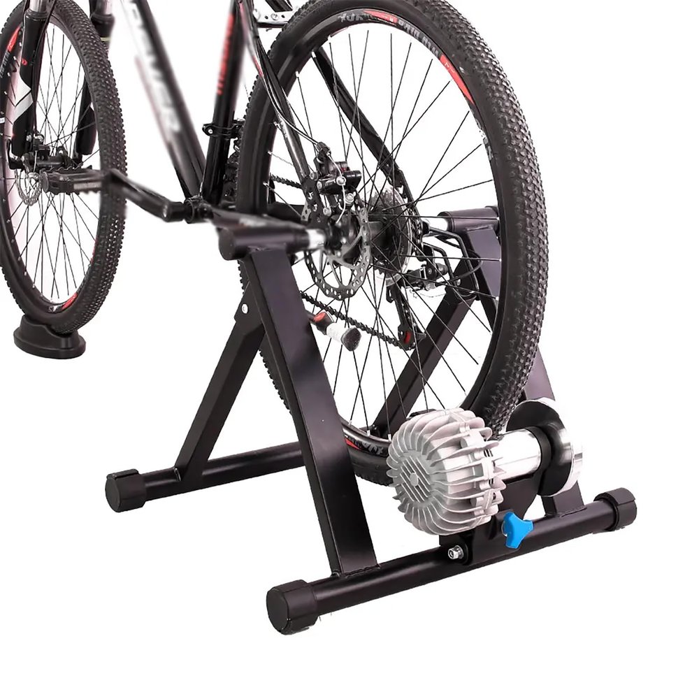 Portable Bike Trainer, Foldable Bicycle Training Stand with Foot Pedal Design, Quick Release & Lock, Adjustable Front Wheel Bracket and Maximum 100kg Load-Bearing Capacity, for Road, Mountain